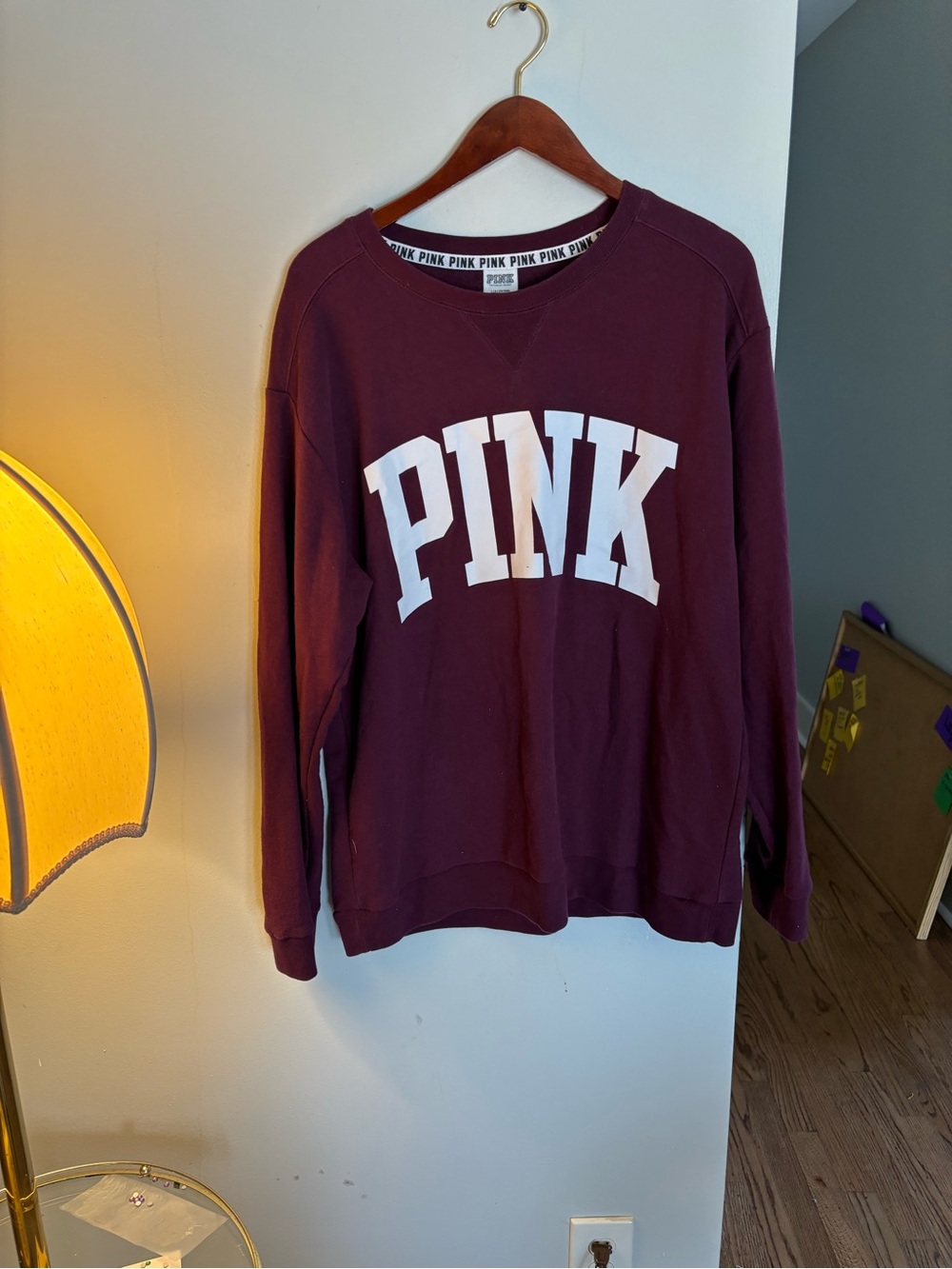 PINK Victoria's Secret Maroon Pullover Sweatshirt with White Logo